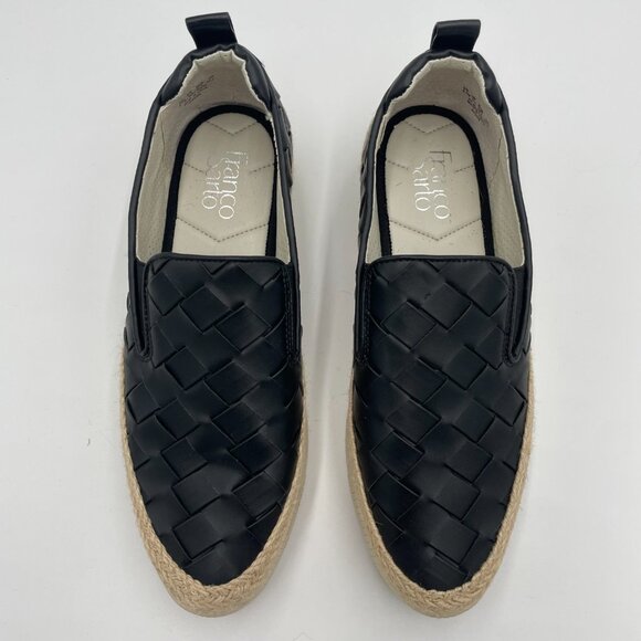 Franco Sarto Hydee Espadrille Platform Sneaker‎ Women Woven Sz 8.5M Black Loafer - Picture 1 of 16